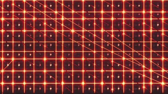 Glowing Red Squares Forming Dynamic Diagonal Grid for Futuristic Design