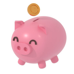 핑크색 돼지 저금통 투명 배경