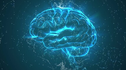 Digital glowing brain network data connection - Powered by Adobe