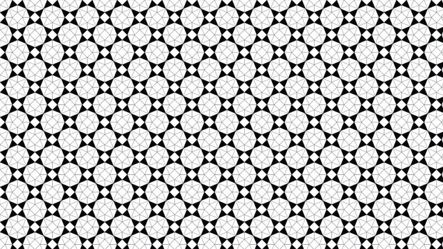  abstract black and white geometric seamless pattern featuring repeating shapes