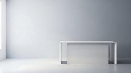 Minimalist white table in empty room