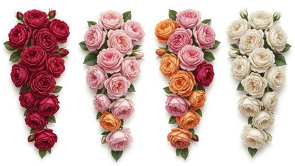 Cascading Bouquets of Roses in Four Color Palettes flowers floral