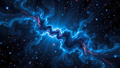 Fototapeta premium Energetic blue nebulae with stars cosmic event space digital art celestial viewpoint for seo impact