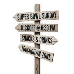 Super Bowl Party Directions Signpost  Football Celebration Event Guide