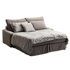 Obraz premium A sofa bed, easily transforming into a comfy sleeping space. full length isolate on transparent background