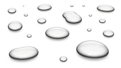 Clear Water Droplets Scattered on a White Surface drops liquid