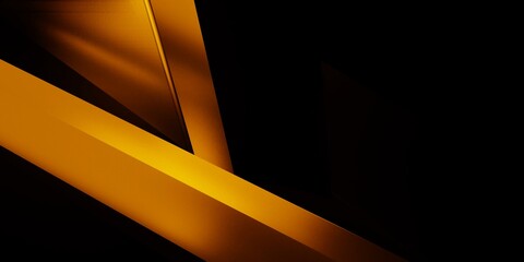 3d rendering of gold black abstract geometric background. Scene for advertising design, technology, showcase, banner, game, sport, cosmetic, business, food. Sci-Fi Illustration. Product display