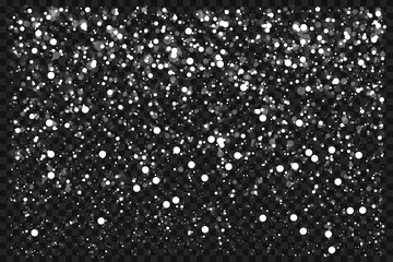 Falling Snow Particle Background Vector Texture. Abstract falling snow particle background vector featuring scattered white dots on dark background.