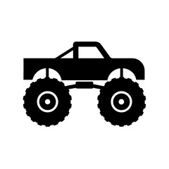 monster truck icon black silhouette vector illustration on transparent background