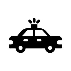 police car icon black silhouette vector illustration on transparent background