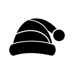 santa claus hat icon black silhouette vector illustration on transparent background