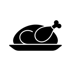 roasted turkey icon black silhouette vector illustration on transparent background
