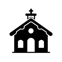 snow covered church icon black silhouette vector illustration on transparent background