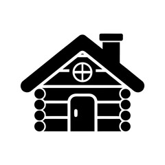 winter cabin icon black silhouette vector illustration on transparent background