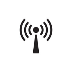 Solid Glyph Icon for Wireless Signal Connectivity Antenna