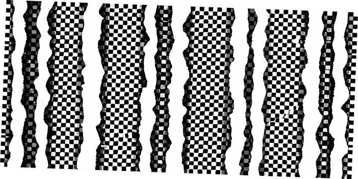 Abstract black and white vertical lines with a checkered pattern distortion