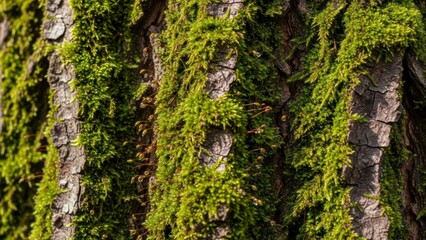 Fototapeta premium Tree bark with green moss
