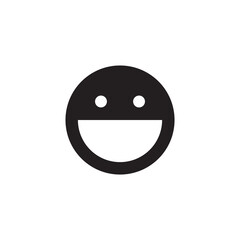 Solid Happy Face Emoji Icon with Wide Open Grin Smile