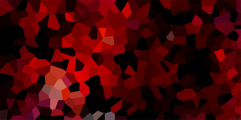 Dark red and black Broken Stained Glass Background with black lines. Voronoi diagram background. Seamless pattern with 3d shapes vector Vintage Illustration background. Geometric Retro tile use.