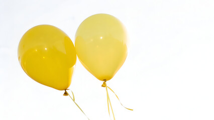 Two Yellow Balloons Isolated on Transparent white Background