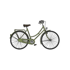 Vintage bicycle in green color with simple design and copy space