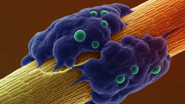 Microscopic View of Piedraia Hortae Colonization on Hair Shaft Ion-abrasion SEM