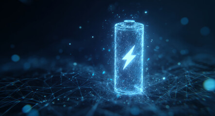 Battery energy technology power electricity pulse blue glowing digital futuristic charge