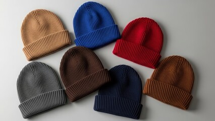Collection of Knitted Beanies in Various Colors winter warm