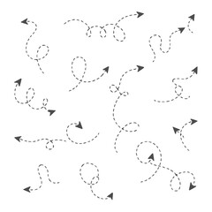 Collection of Dotted Line Arrows with Various Shapes and Directions