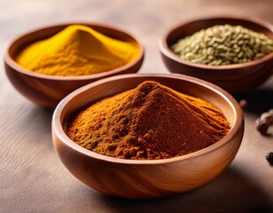 wooden bowls of spices food photo © Crystal