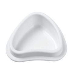 Empty White Triangular Ceramic Bowl Isolated on Black Background, Modern Kitchenware