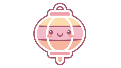 Obraz premium Smiling pink cartoon lantern face closeup.