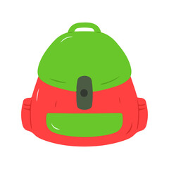 Cartoon Red and Green Backpack Illustration