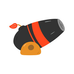 Cartoon Black and Orange Cannon Illustration