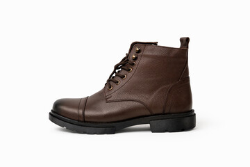 Brown Leather Ankle Boots Isolated