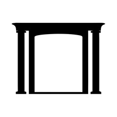 A silhouette of a classical style doorway or picture frame isolated