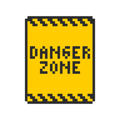 Danger sign pixel. Caution warning of danger 8 bit message interface. Warning - notice window in 8-bit style.