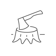 Tree felling line outline icon