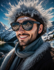 Man exploring in the arctic