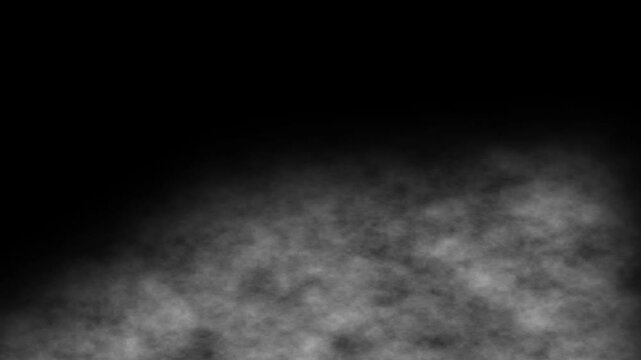 Moving white smoke or fog effect on dark screen background. steam. White cloud, Atmospheric smoke in slow motion Seamless looping for visual effects, Dust soil sandstorm desert storm moving