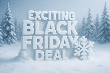 Exciting winter sale announcement with snowflakes and frosty background