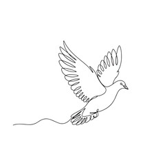 Obraz premium Flying Dove Continuous Line Drawing - Symbol of Peace & Freedom