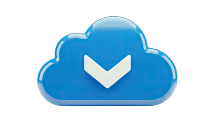 Cloud Download Icon on White Background