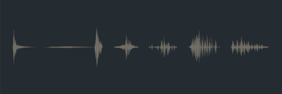 Abstract Sound Waveforms in Unique Shapes, Ideal for Audio and Music Design Elements, Featuring a Collection of Dynamic Sound Patterns