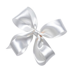 White Satin Ribbon Bow Isolated on Black Background
