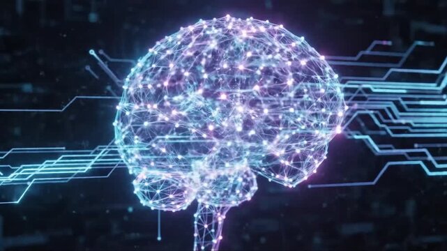 Digital Brain Network Connectivity Visualizations Featuring futuristic neural architecture