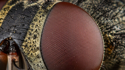 Intricate Macro Close-up of a Fly's Compound Eye