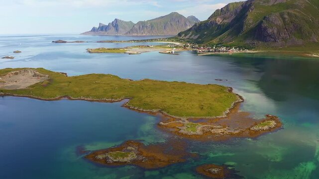 Coastline panorama - islands and islets in the Lofoten Archipelago