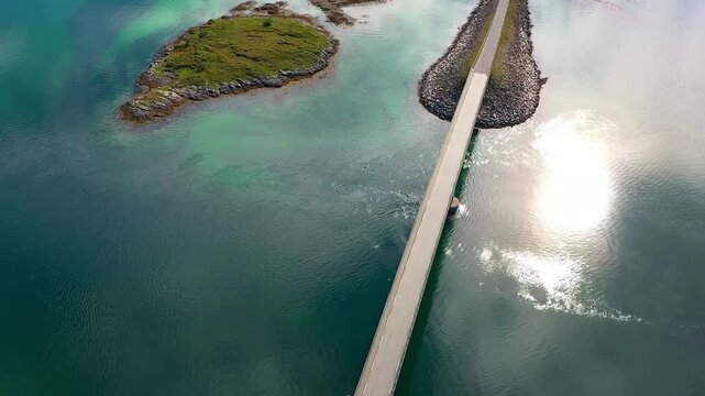 Flight over a bridge in Lofoten