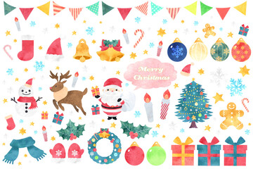 クリスマスイラスト　水彩テクスチャ